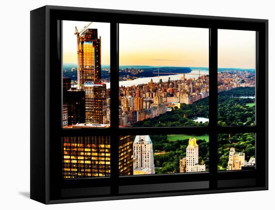 Window View, Skyscrapers, Central Park and Upper West Side Views at Nightfall, Manhattan, New York-Philippe Hugonnard-Framed Stretched Canvas