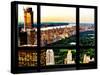 Window View, Skyscrapers, Central Park and Upper West Side Views at Nightfall, Manhattan, New York-Philippe Hugonnard-Stretched Canvas