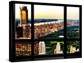 Window View, Skyscrapers, Central Park and Upper West Side Views at Nightfall, Manhattan, New York-Philippe Hugonnard-Stretched Canvas