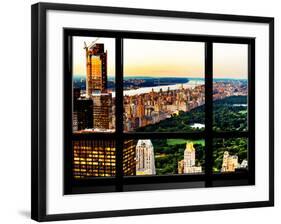 Window View, Skyscrapers, Central Park and Upper West Side Views at Nightfall, Manhattan, New York-Philippe Hugonnard-Framed Photographic Print