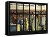 Window View - Skyscrapers of Lower Manhattan at Sunset - New York City-Philippe Hugonnard-Framed Stretched Canvas