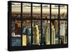 Window View - Skyscrapers of Lower Manhattan at Sunset - New York City-Philippe Hugonnard-Stretched Canvas