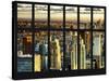 Window View - Skyscrapers of Lower Manhattan at Sunset - New York City-Philippe Hugonnard-Stretched Canvas