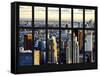 Window View - Skyscrapers of Lower Manhattan - New York City-Philippe Hugonnard-Framed Stretched Canvas