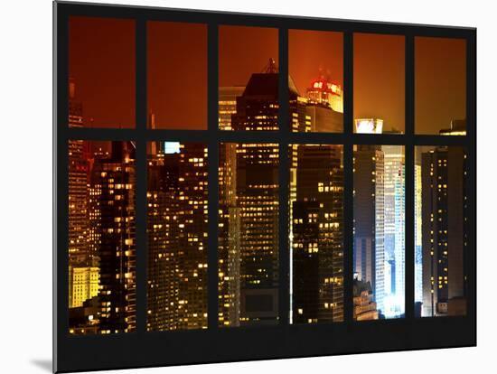 Window View - Skyscrapers of Times Square by Night - Manhattan - New York City-Philippe Hugonnard-Mounted Photographic Print