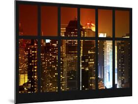 Window View - Skyscrapers of Times Square by Night - Manhattan - New York City-Philippe Hugonnard-Mounted Photographic Print