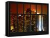 Window View - Skyscrapers of Times Square by Night - Manhattan - New York City-Philippe Hugonnard-Framed Stretched Canvas