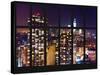 Window View - Skyscrapers of Times Square by Night - Manhattan - New York City-Philippe Hugonnard-Stretched Canvas