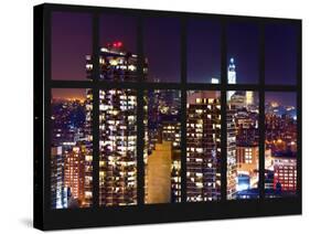 Window View - Skyscrapers of Times Square by Night - Manhattan - New York City-Philippe Hugonnard-Stretched Canvas