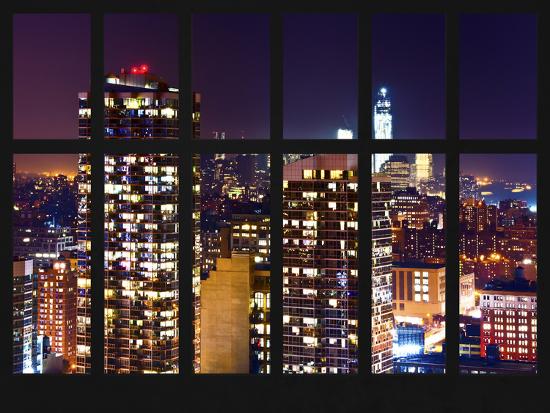 Window View Skyscrapers Of Times Square By Night Manhattan New York City Photographic Print Philippe Hugonnard Allposters Com