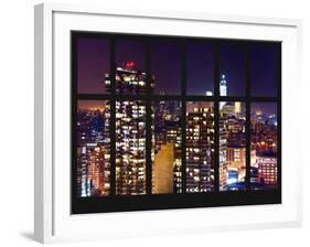 Window View - Skyscrapers of Times Square by Night - Manhattan - New York City-Philippe Hugonnard-Framed Photographic Print