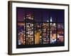 Window View - Skyscrapers of Times Square by Night - Manhattan - New York City-Philippe Hugonnard-Framed Photographic Print