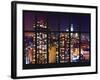 Window View - Skyscrapers of Times Square by Night - Manhattan - New York City-Philippe Hugonnard-Framed Photographic Print