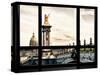 Window View, Special Series, Alexander Iii Bridge and Seine River Views at Sunset, Paris, Europe-Philippe Hugonnard-Stretched Canvas