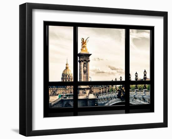 Window View, Special Series, Alexander Iii Bridge and Seine River Views at Sunset, Paris, Europe-Philippe Hugonnard-Framed Premium Photographic Print