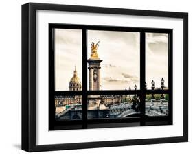 Window View, Special Series, Alexander Iii Bridge and Seine River Views at Sunset, Paris, Europe-Philippe Hugonnard-Framed Premium Photographic Print