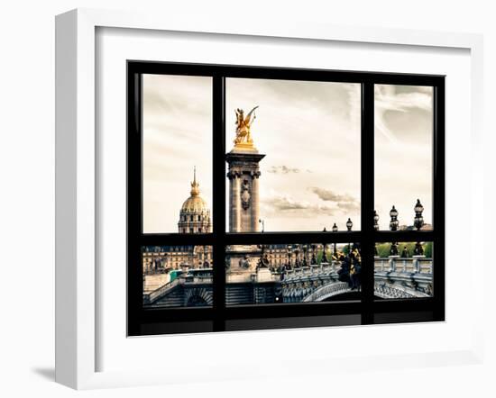 Window View, Special Series, Alexander Iii Bridge and Seine River Views at Sunset, Paris, Europe-Philippe Hugonnard-Framed Premium Photographic Print