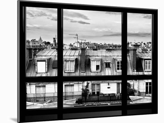 Window View, Special Series, Black and White Photography, Rooftops, Sacre-Cœur Basilica, Paris-Philippe Hugonnard-Mounted Premium Photographic Print