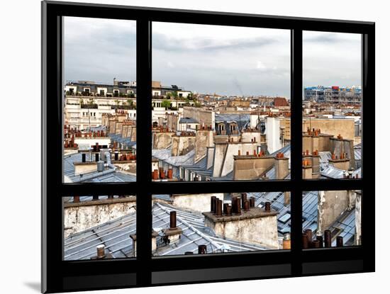 Window View, Special Series, Black and White Photography, Rooftops View, Pompidou Center, Paris-Philippe Hugonnard-Mounted Premium Photographic Print