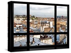 Window View, Special Series, Black and White Photography, Rooftops View, Pompidou Center, Paris-Philippe Hugonnard-Stretched Canvas