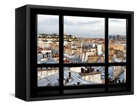 Window View, Special Series, Black and White Photography, Rooftops View, Pompidou Center, Paris-Philippe Hugonnard-Framed Stretched Canvas
