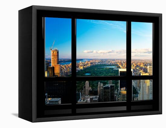 Window View, Special Series, Central Park, Sunset, Manhattan, New York, United States-Philippe Hugonnard-Framed Stretched Canvas