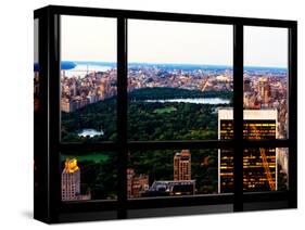 Window View, Special Series, Central Park View at Nightfall, Manhattan, New York, US, USA-Philippe Hugonnard-Stretched Canvas