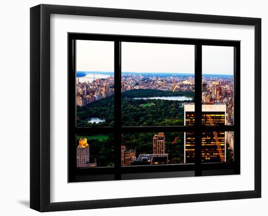 Window View, Special Series, Central Park View at Nightfall, Manhattan, New York, US, USA-Philippe Hugonnard-Framed Premium Photographic Print