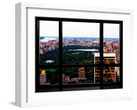 Window View, Special Series, Central Park View at Nightfall, Manhattan, New York, US, USA-Philippe Hugonnard-Framed Premium Photographic Print