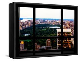 Window View, Special Series, Central Park View at Nightfall, Manhattan, New York, US, USA-Philippe Hugonnard-Framed Stretched Canvas