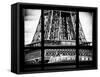 Window View, Special Series, Detail of Eiffel Tower View, Paris, Black and White Photography-Philippe Hugonnard-Framed Stretched Canvas