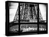 Window View, Special Series, Detail of Eiffel Tower View, Paris, Black and White Photography-Philippe Hugonnard-Stretched Canvas