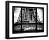 Window View, Special Series, Detail of Eiffel Tower View, Paris, Black and White Photography-Philippe Hugonnard-Framed Premium Photographic Print