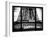 Window View, Special Series, Detail of Eiffel Tower View, Paris, Black and White Photography-Philippe Hugonnard-Framed Premium Photographic Print