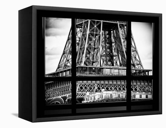 Window View, Special Series, Detail of Eiffel Tower View, Paris, Black and White Photography-Philippe Hugonnard-Framed Stretched Canvas