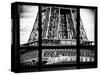 Window View, Special Series, Detail of Eiffel Tower View, Paris, Black and White Photography-Philippe Hugonnard-Stretched Canvas