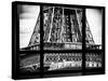 Window View, Special Series, Detail of Eiffel Tower View, Paris, Black and White Photography-Philippe Hugonnard-Stretched Canvas