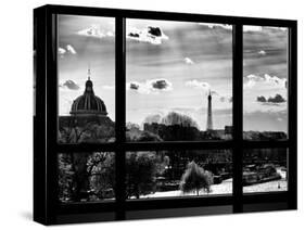 Window View, Special Series, Eiffel Tower and Seine River View at Sunset, Paris-Philippe Hugonnard-Stretched Canvas