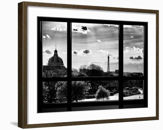 Window View, Special Series, Eiffel Tower and Seine River View at Sunset, Paris-Philippe Hugonnard-Framed Photographic Print