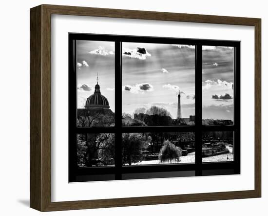 Window View, Special Series, Eiffel Tower and Seine River View at Sunset, Paris-Philippe Hugonnard-Framed Premium Photographic Print