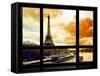 Window View, Special Series, Eiffel Tower and the Seine River at Sunset, Paris, France, Europe-Philippe Hugonnard-Framed Stretched Canvas