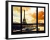 Window View, Special Series, Eiffel Tower and the Seine River at Sunset, Paris, France, Europe-Philippe Hugonnard-Framed Photographic Print