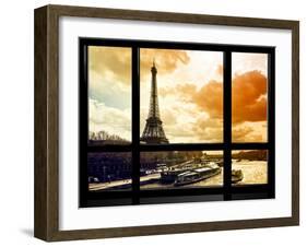 Window View, Special Series, Eiffel Tower and the Seine River at Sunset, Paris, France, Europe-Philippe Hugonnard-Framed Premium Photographic Print