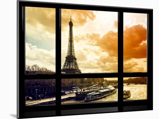 Window View, Special Series, Eiffel Tower and the Seine River at Sunset, Paris, France, Europe-Philippe Hugonnard-Mounted Premium Photographic Print
