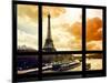 Window View, Special Series, Eiffel Tower and the Seine River at Sunset, Paris, France, Europe-Philippe Hugonnard-Mounted Photographic Print