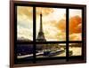 Window View, Special Series, Eiffel Tower and the Seine River at Sunset, Paris, France, Europe-Philippe Hugonnard-Framed Photographic Print