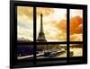 Window View, Special Series, Eiffel Tower and the Seine River at Sunset, Paris, France, Europe-Philippe Hugonnard-Framed Photographic Print