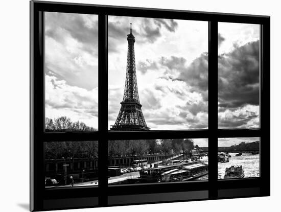 Window View, Special Series, Eiffel Tower and the Seine River, Paris, Black and White Photography-Philippe Hugonnard-Mounted Premium Photographic Print