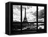 Window View, Special Series, Eiffel Tower and the Seine River, Paris, Black and White Photography-Philippe Hugonnard-Framed Stretched Canvas