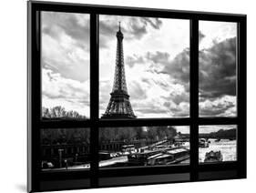 Window View, Special Series, Eiffel Tower and the Seine River, Paris, Black and White Photography-Philippe Hugonnard-Mounted Photographic Print